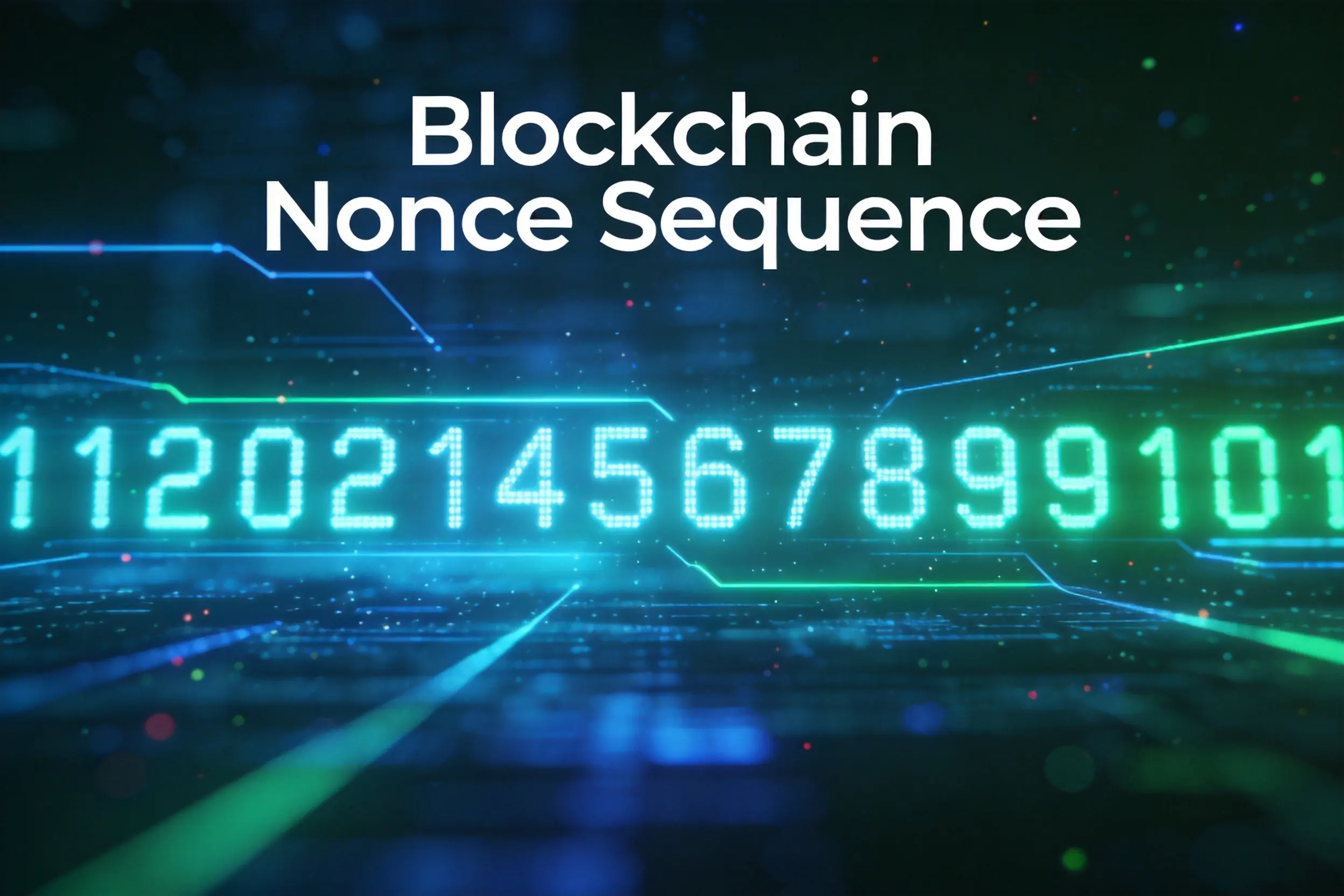 蓝绿科技风格区块链Nonce序列示意图,0-1-2交易顺序排列与防重放攻击 蓝绿科技风格区块链Nonce序列示意图,0-1-2交易顺序排列与防重放攻击