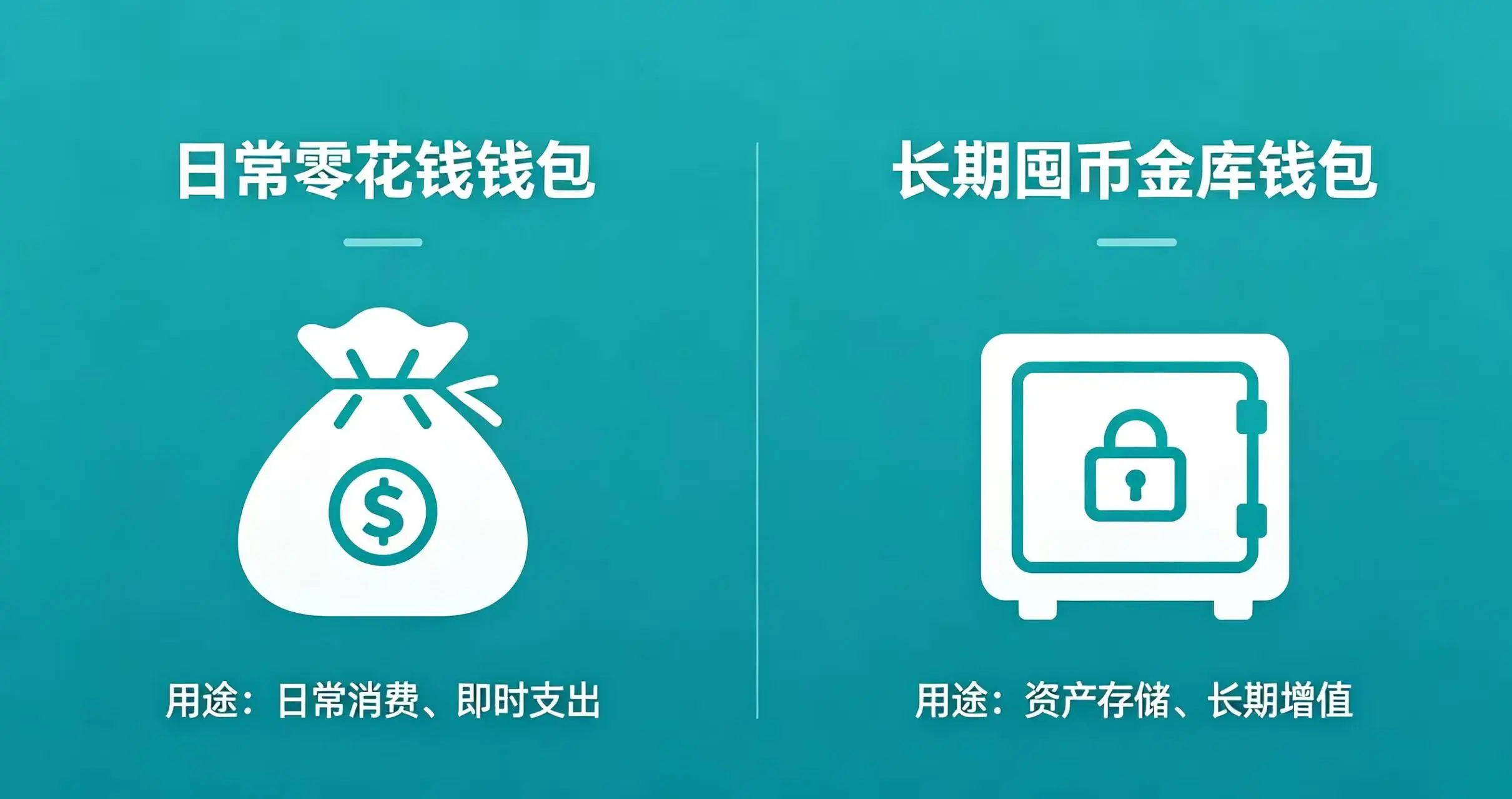 资金分层管理示意图,区分日常零花钱钱包和长期囤币金库钱包 资金分层管理示意图,区分日常零花钱钱包和长期囤币金库钱包