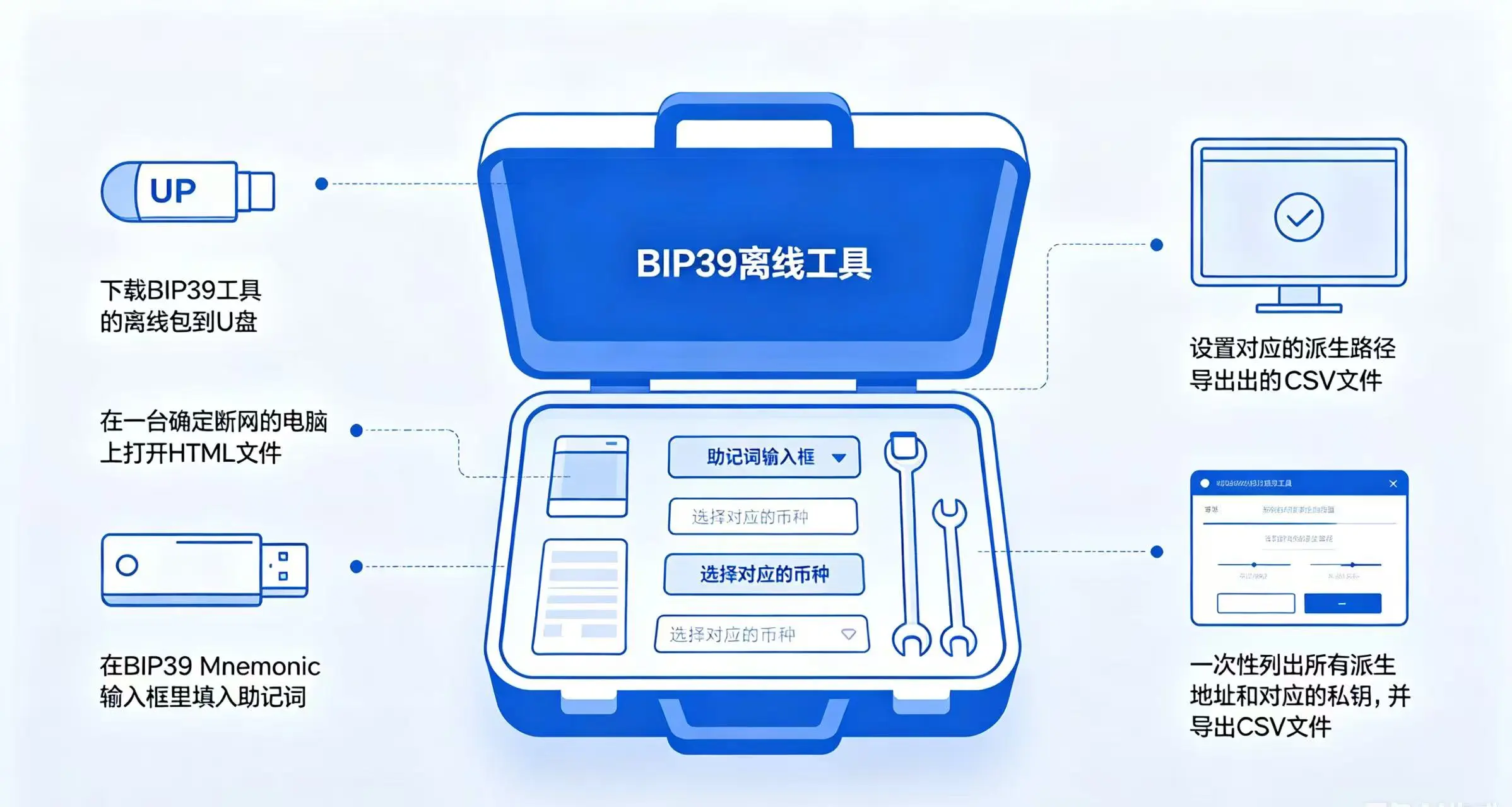 BIP39 离线工具操作方法图 BIP39 离线工具操作方法图