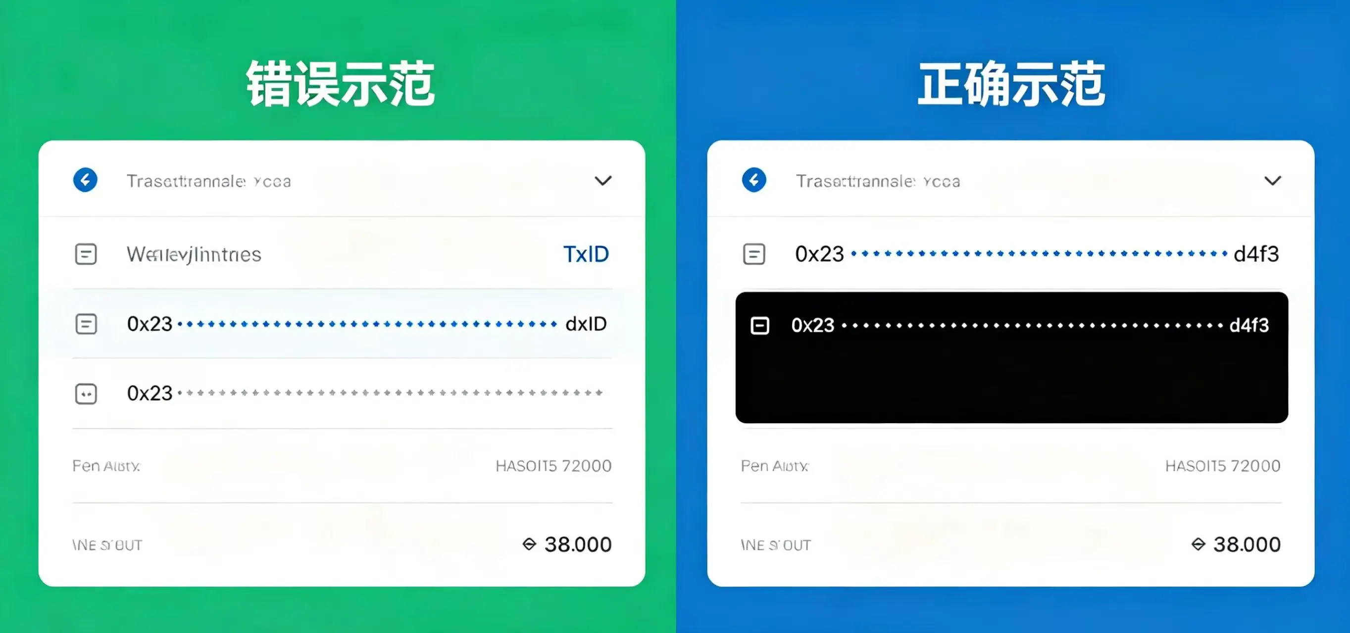 展示一个 “安全截图打码指南” 的对比图