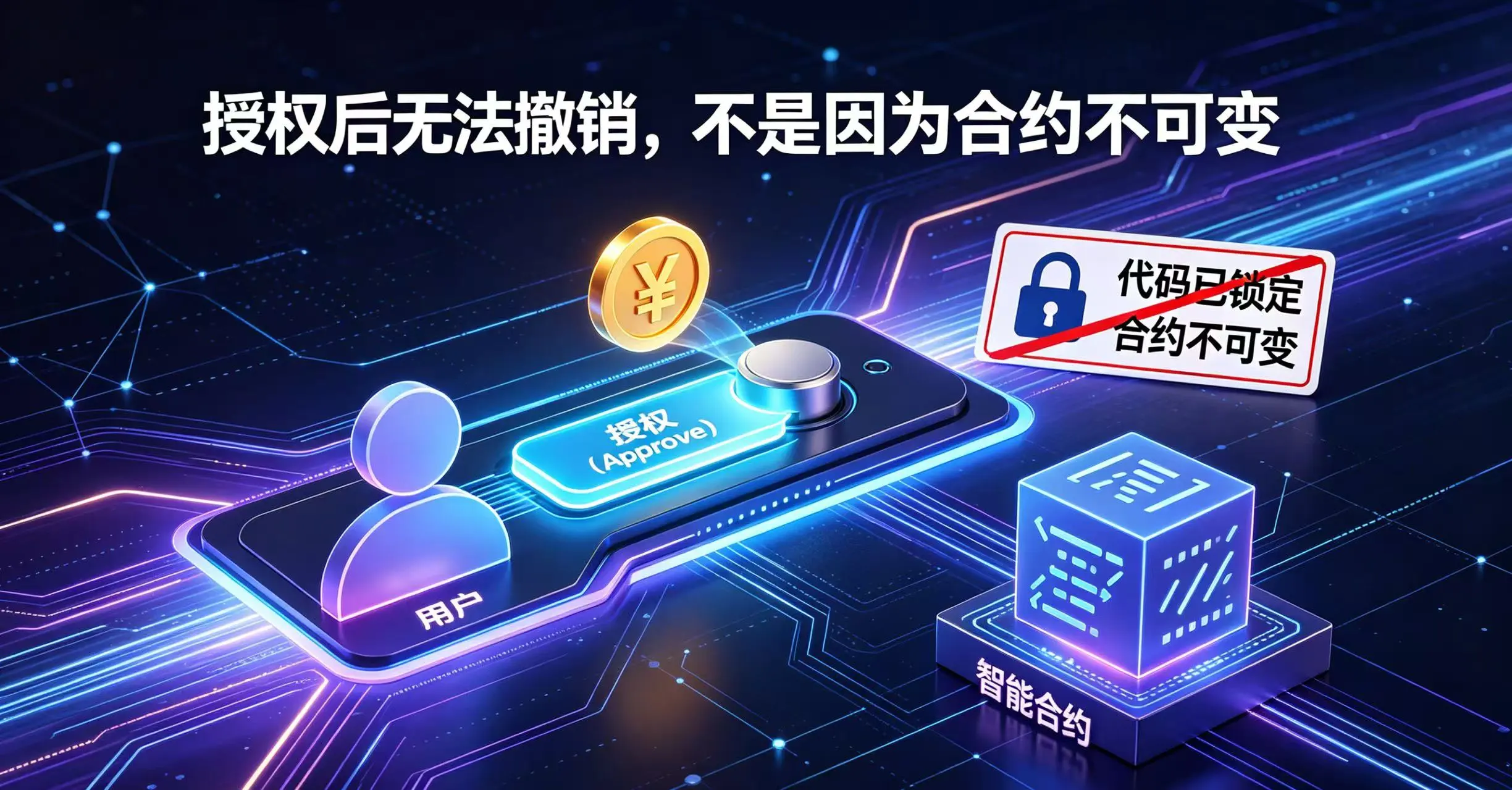 授权后无法撤销，不是因为合约不可变
