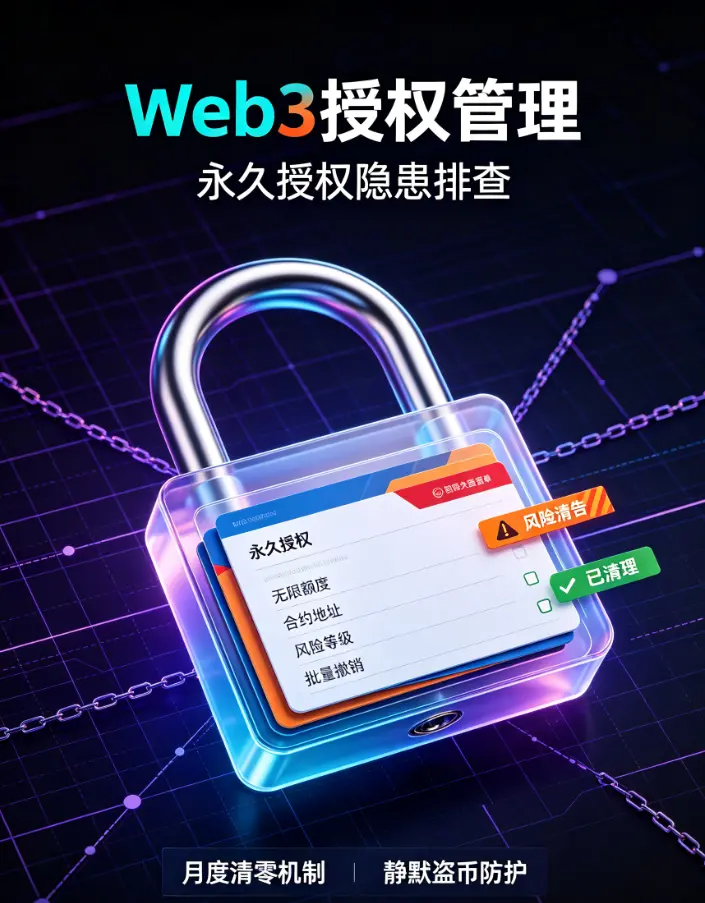Web3授权管理实操手册：永久授权隐患排查、批量撤销流程、月度清零机制，堵住静默盗币的最后一道口子